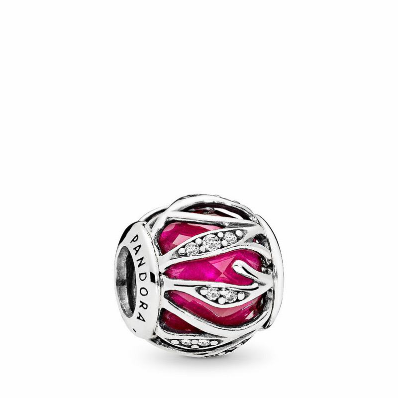 Pandora Nature's Radiance Charm Ireland - Sterling Silver/Red/Mixed Stones/Cubic Zirconia - 702659SQ